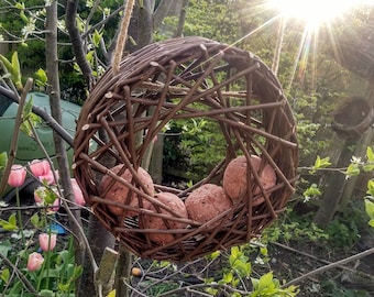 Comedero para pájaros grande de sauce para ventana o árbol, noveno aniversario de bodas ENTREGA GRATUITA EN EL REINO UNIDO