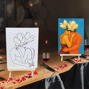 Date night kit, Couples gift,  PreDrawn Canvas, Anniversary gift, Wedding Gift, Couples Activity art Set, Creative Date night Paint kit,
