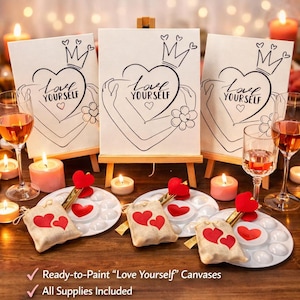 DIY Paint and Sip Kit: Love Yourself Theme, Acrylics, 8x10 Canvas