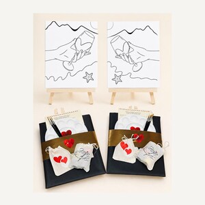 Paint and Sip Date Night Kit: Pre-Drawn Canvas, Acrylics, Candles