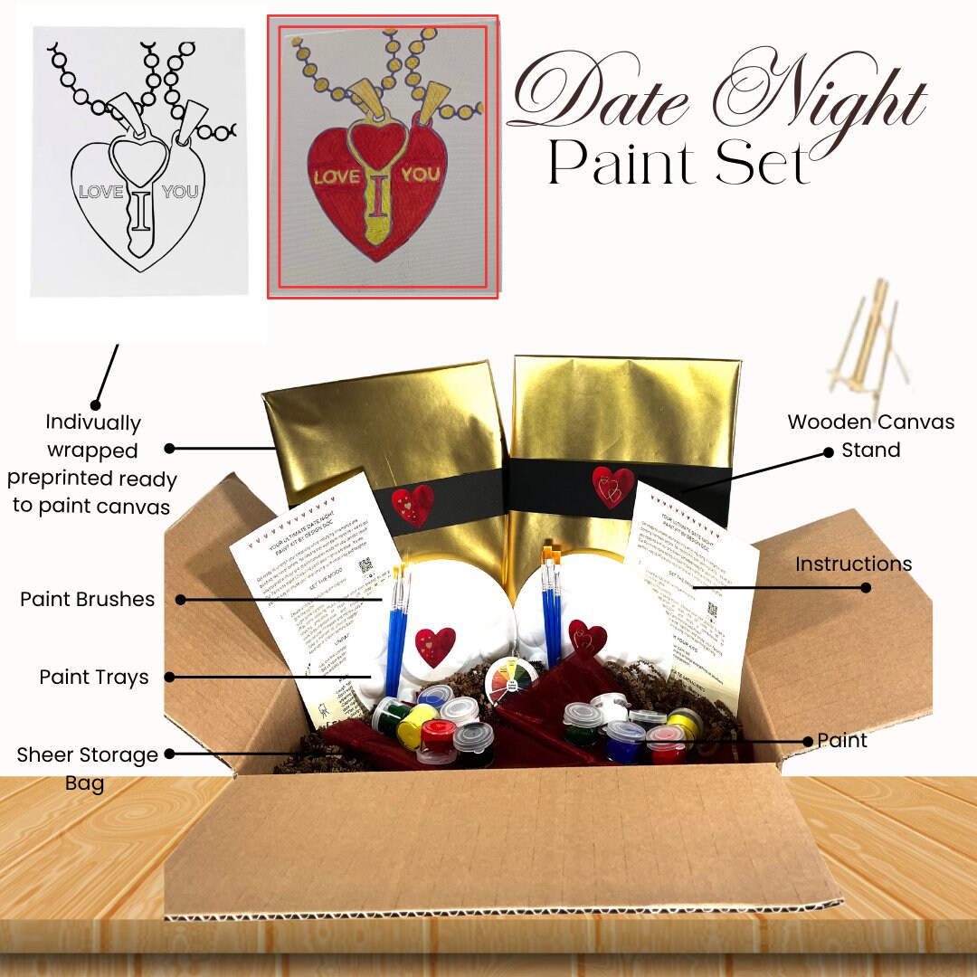 Couples Sip and Paint at Home Date Night Paint Kit, Anniversary, Adult