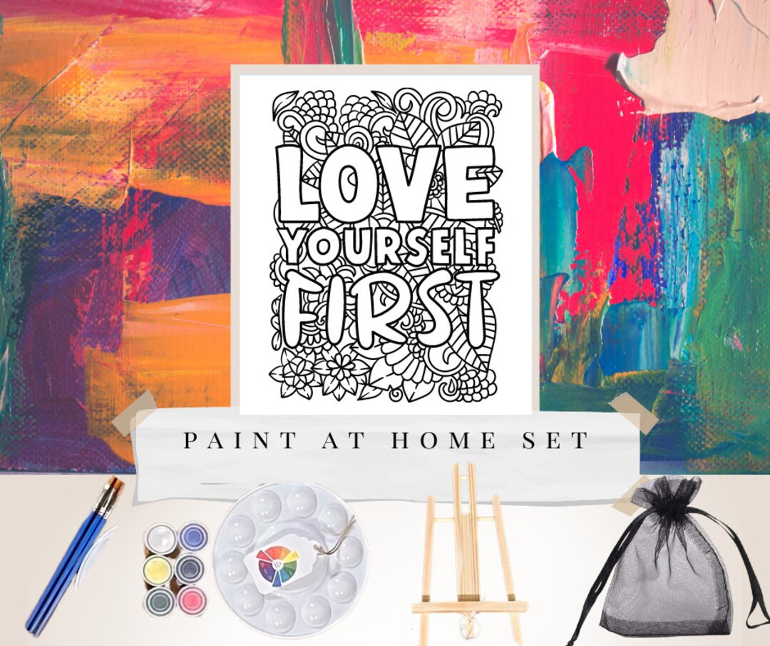 Sip and Paint Kit for Adults, Love Yourself Self Care Paint Craft Set