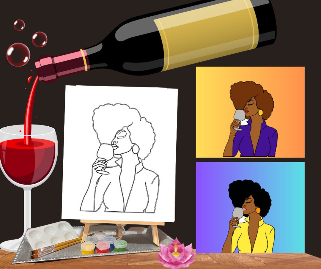 DIY Sip and Paint Adult Predrawn Paint Package Painting for Etsy