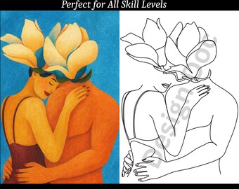 Date Night Paint Kit: Pre-Drawn Canvas Couples Activity Art Set