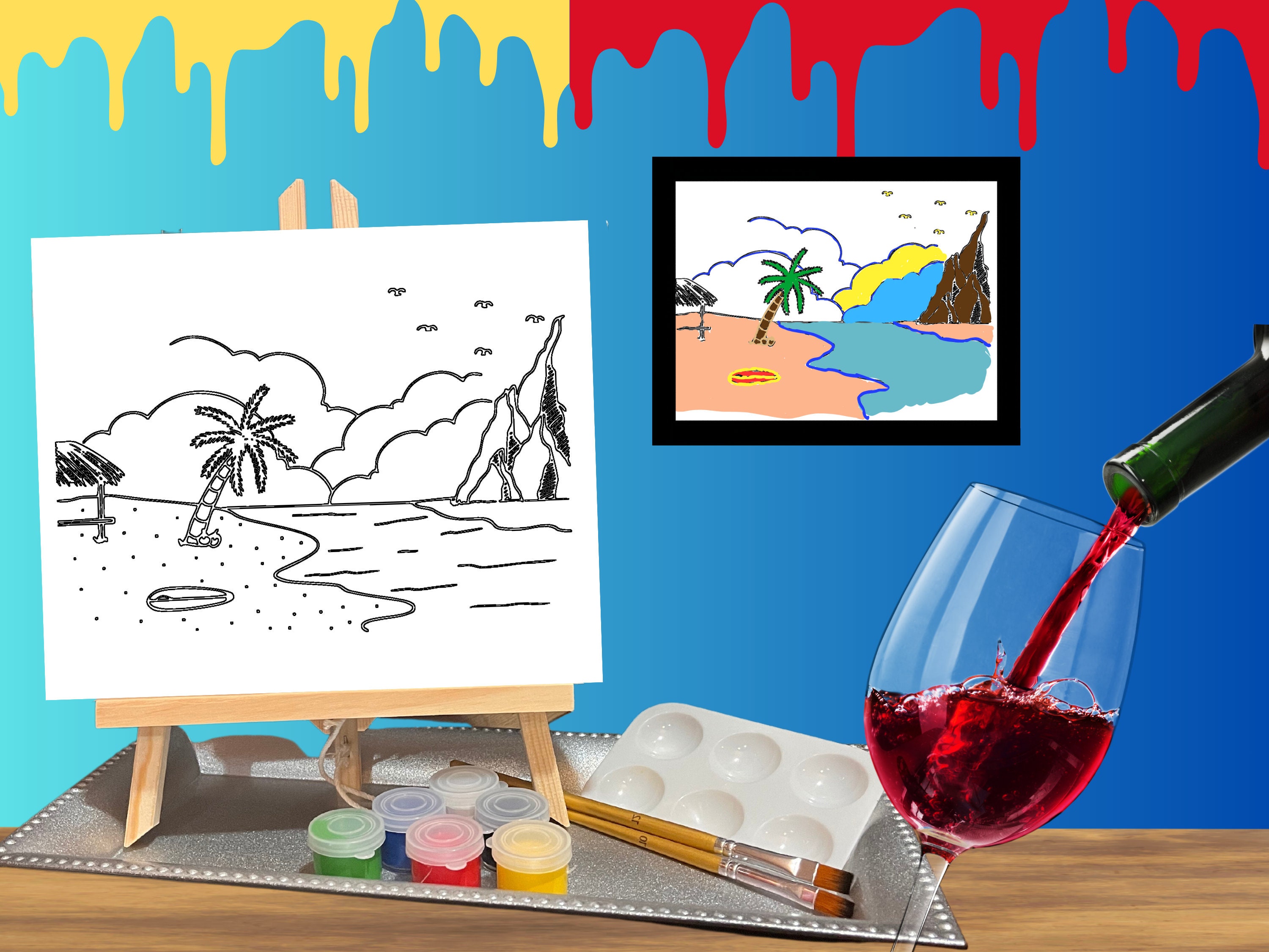 DIY Sip and Paint Kit, Girls Night In, Adult Paint and Sip, Paint and