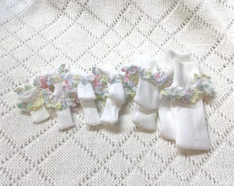 OOAK BABY Doll Socks with multi pastel tipped lace (different sizes available)