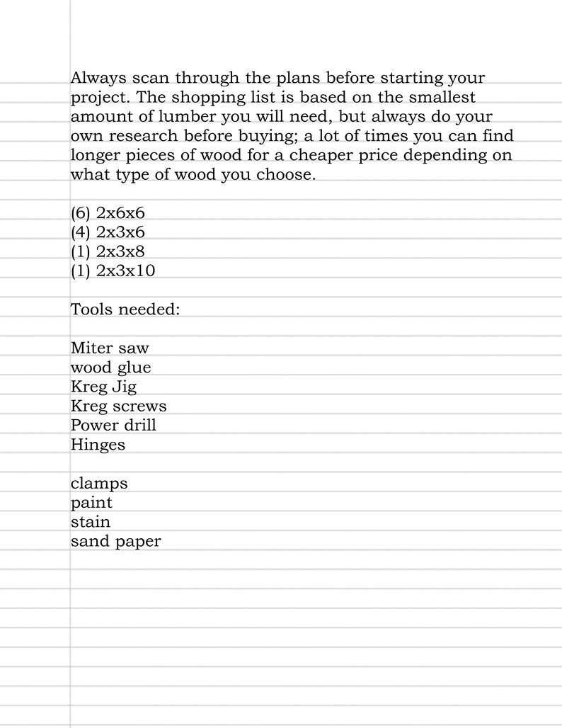 Bench/table Plans Etsy