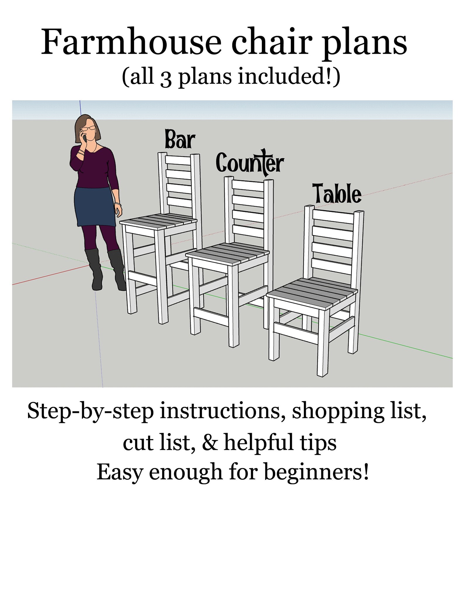 Farmhouse Chair Plans Etsy
