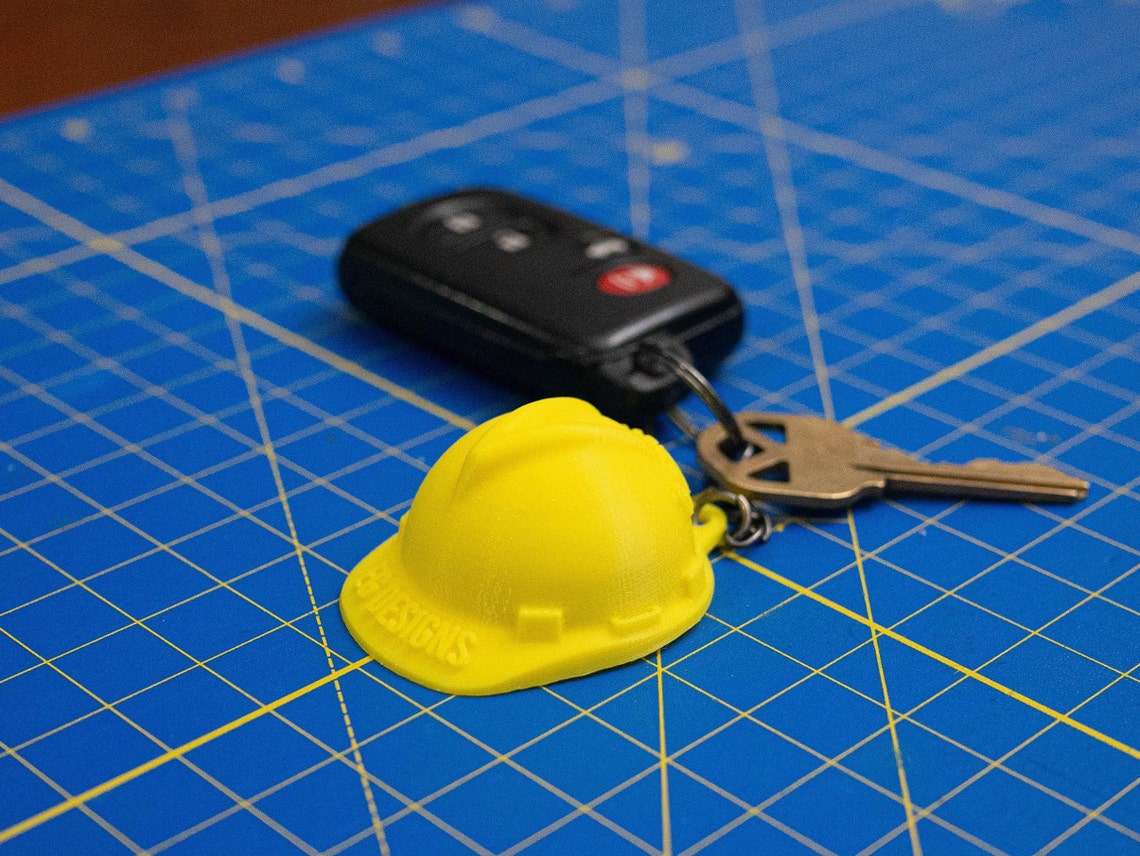 Personalized Hard Hat Keychain/key Ring 3D Printed Etsy