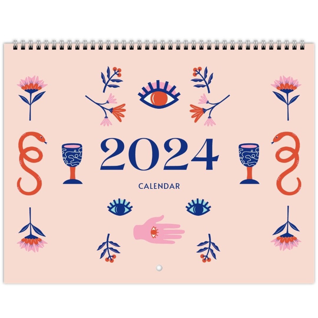 2024 Wall Calendar Boho Floral Art Calendar Wall Calendar Etsy