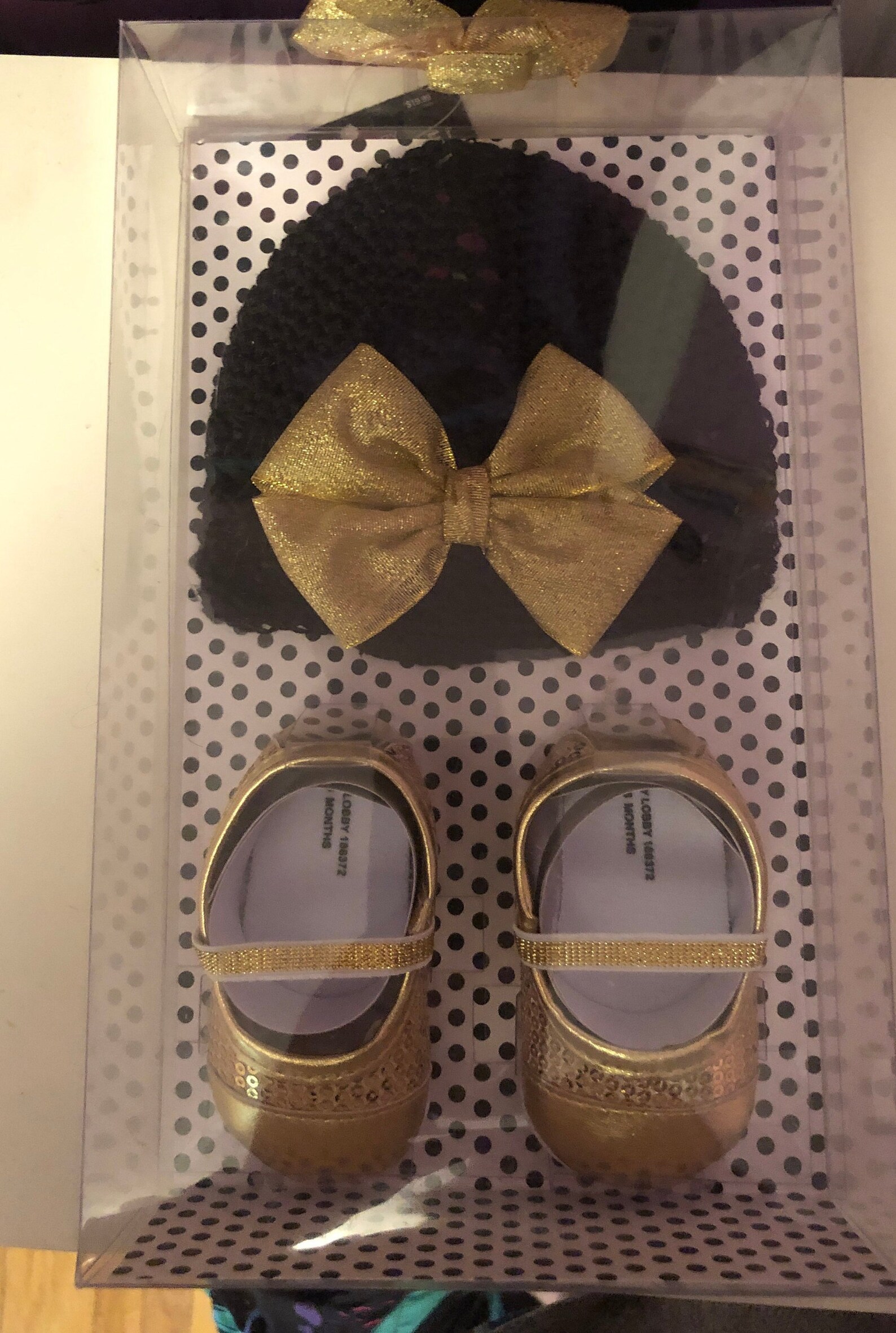 gold ballet shoe & hat