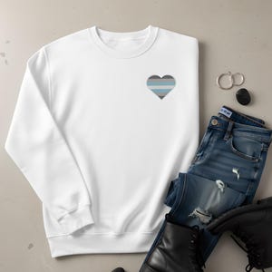Embroidered Demiboy Pride Sweatshirt: Slim Fit LGBTQ+ Crewneck
