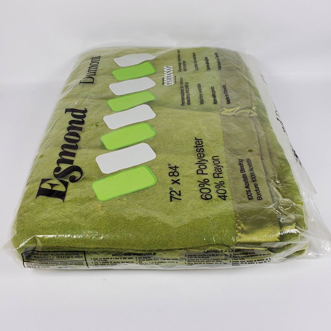 Vintage Esmond Blanket Avocado Olive Green New Old Stock Twin Dumont 72