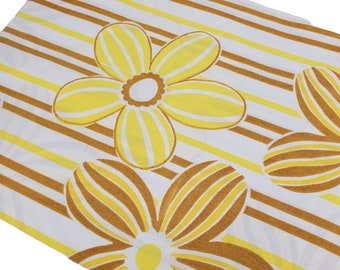 Vintage Town House Sheet 3 Piece Set Twin Single Yellow Flowers MOD 1 Fitted 2 Flat 1970s