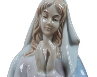 Vintage Virgin Mary Mother Madonna Music Box Praying Hands Holy Spirit