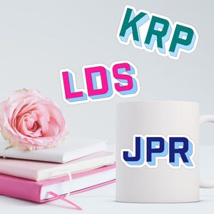 Block Shadow Monogram Vinyl Decal Double Layer Tumbler Sticker Monogram Sticker for phone  Suitcase personalized notebook sticker
