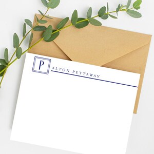 Juego de papelería con monograma personalizado: tarjetas con monograma para hombre, papelería con iniciales masculinas, regalo personalizado, bloc de notas plano con monograma