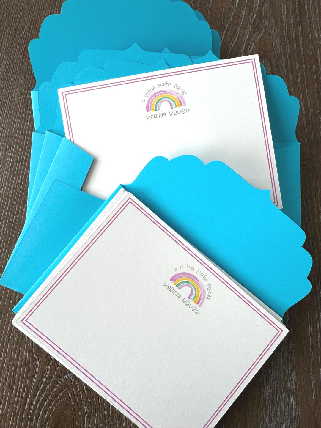 Personalized Girls Stationery Gift Set Kids Rainbow Notecards Holiday ...