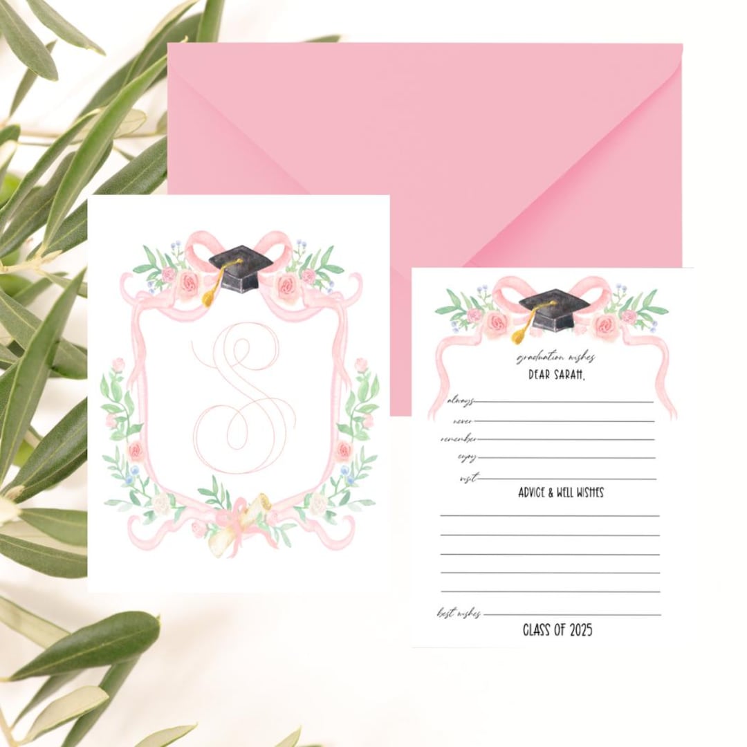 Monogrammed Graduation Party Card Personalized Graduation Advice Cards ...