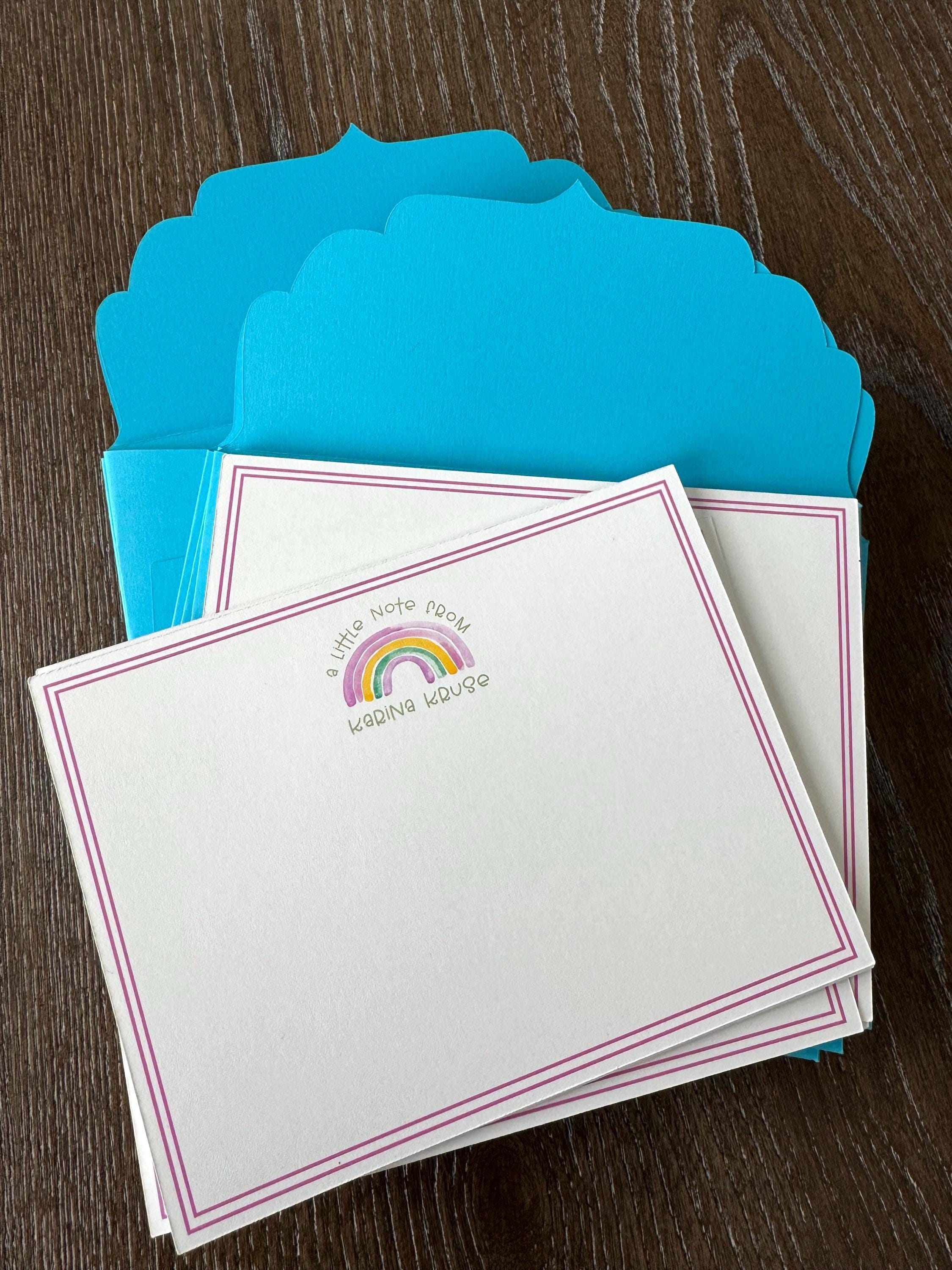 Personalized Girls Stationery Gift Set Kids Rainbow Notecards Holiday ...