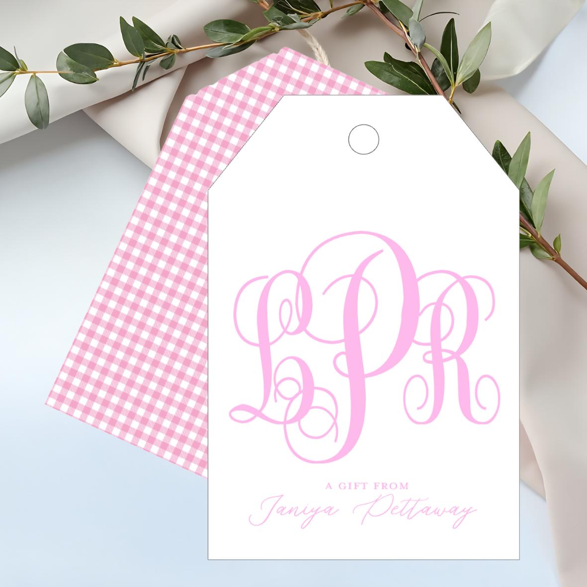 Gingham Baby Shower Gift Tag Personalized Baby Gift Tags Bridal Shower Party Tag Custom Tags for Gifts Family Gift Tags Thank You Tags