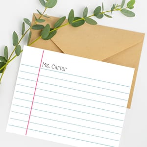 Gepersonaliseerde briefpapierset voor leraar terug naar school | Gepersonaliseerde lerarenkaarten | Waardering door leraar | Van het bureau van