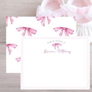 Baby Girl Stationary  Shower Thank You Cards Elegant Pink Bow Design Baby Shower Notecards From the Nursery Of Card Preppy Pink Bow Card