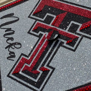 Glitzer graduierte Kappe, Graduierung Cap Dekoration, Graduierung Cap Topper, benutzerdefinierte grad Cap Topper, College Logo grad Cap, College grad Cap