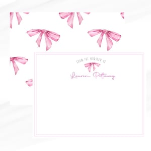Papeterie bébé fille | de remerciement pour la douche à thème rose élégant | Cartes de correspondance pour baby shower | Carte de la pépinière de
