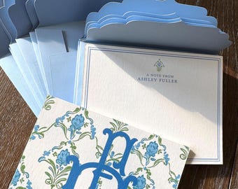 Womens Personalized Monogram Stationery Custom Notes Stationery Gift Set Custom Note Cards Customized Stationery Womens Stationary Set