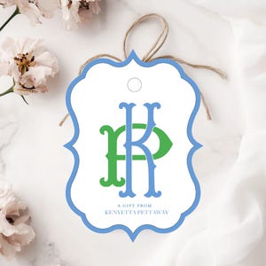 Monogrammed Gift Tags Custom Name Tag Family Gift Tags Party Favor Tags Birthday Gift Tag Baby Shower, Hostess Gift Tag