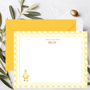 Girls Stationary | Girls Notecard Set | Yellow Duck Notecards | Pen Pal Set | A Little Note From | Girl Notecards | Girl Animal Stationary