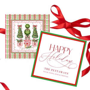 Christmas Gift Tags Personalized Holiday Gift Tags Preppy Chinoiserie Party Favor Grandmillennial Gift Wrap Tags Topiary Party Favor Gifts