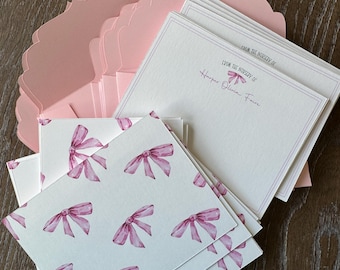 Baby Girl Stationary Shower Thank You Cards Coquette Pink Bow Theme Notecards Baby Shower From the Nursery Of Card Preppy Pink Bow Card