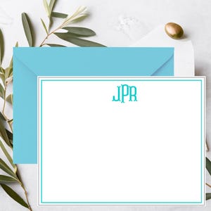 Ensemble de cartes de correspondance monogrammées classiques | Ensemble de papeterie monogramme personnalisé | Cartes de correspondance avec un monogramme classique à trois initiales en forme de queue de poisson