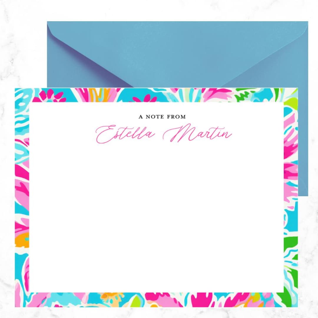 Personalized Note Cards Modern Stationary Cursive Stationary Flat Note ...