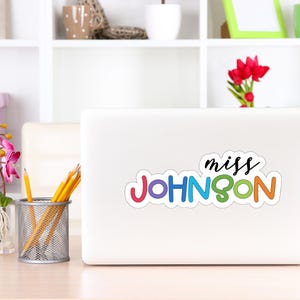 Teacher Personalized Sticker Decal Custom Teacher Name Sticker Cute Teacher Gift Teacher Planner Accessory Water Bottle Laptop Decal