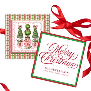 Christmas Topiary Gift Tags Party Favor Christmas Tags Holiday Topiary Art Tags Grandmillennial Preppy Gift Tags Chinoiserie Gift Wrap Tags