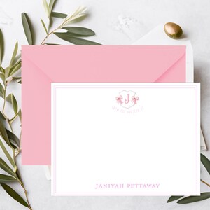 Papeterie personnalisée monogramme fille | Ensemble de cartes pour filles | pour notes monogrammes | pour notes de baby shower | Cadeau d'anniversaire fille | Cadeau bébé fille