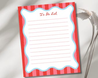 Pink and Coral Red Striped To Do List Notepad Daily Task Organizer Memo Pads Teacher Back to School Stationery Set Teacher Appreciation