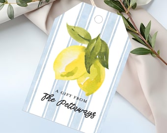 Custom Gift Tags Custom Name Tag Family Gift Tags Lemon Party Favor Tags Birthday Gift Tag Baby Shower, Hostess Gift Tag, Couples Gift Tag