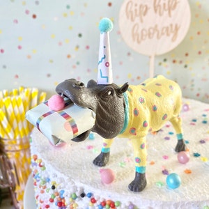 Hippo Candle Holder Animal Cake Topper Hippo Cake Etsy