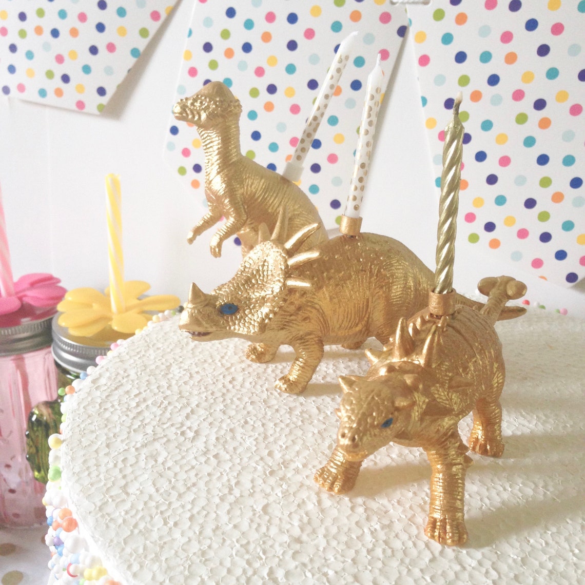 Gold Dinosaur Candle HolderDinosaur Cake TopperDino Party Etsy