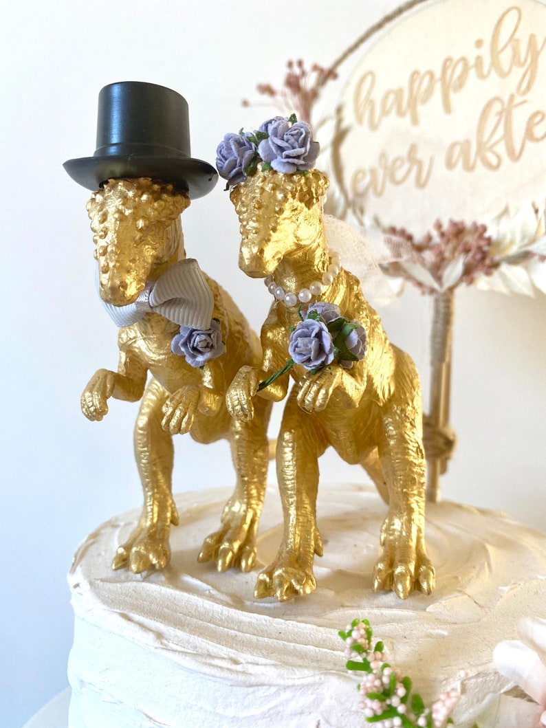 Gold Dinosaur Wedding Cake Toppers Dinosaur Cake Topper Etsy UK