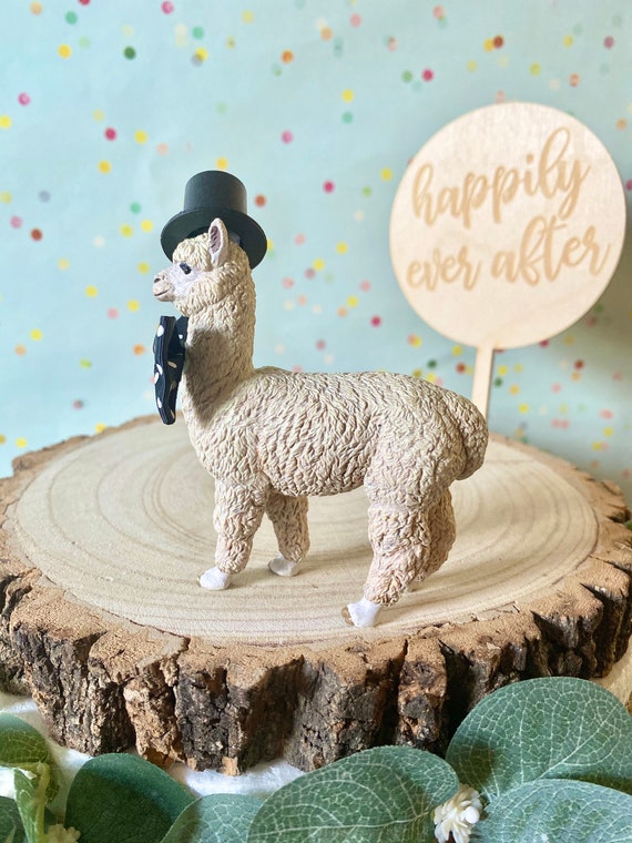 Llama Cake Topper (set of 2), Animal Cake Toppers, Ceramic Llama