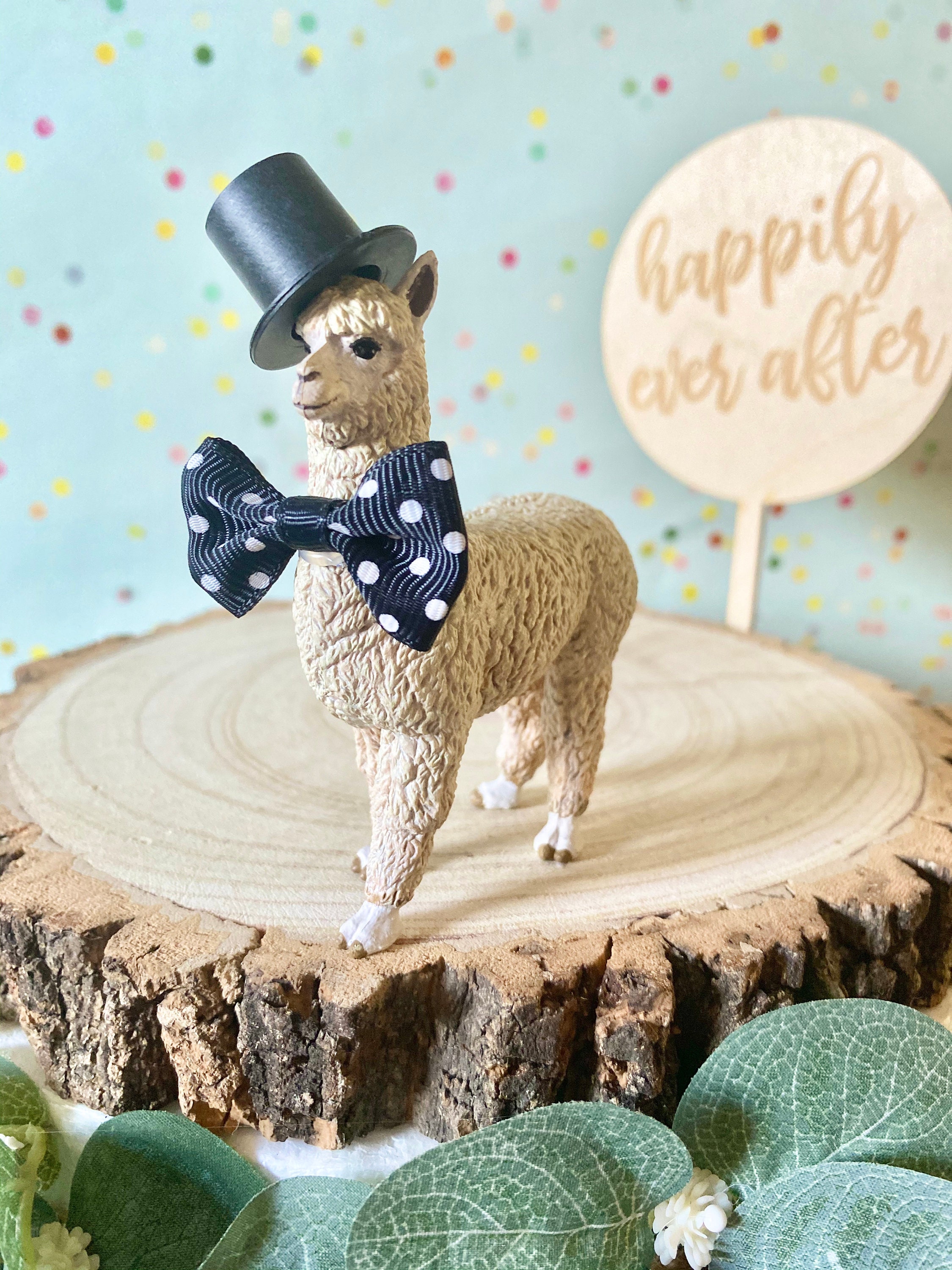 Llama Cake Topper (set of 2), Animal Cake Toppers, Ceramic Llama