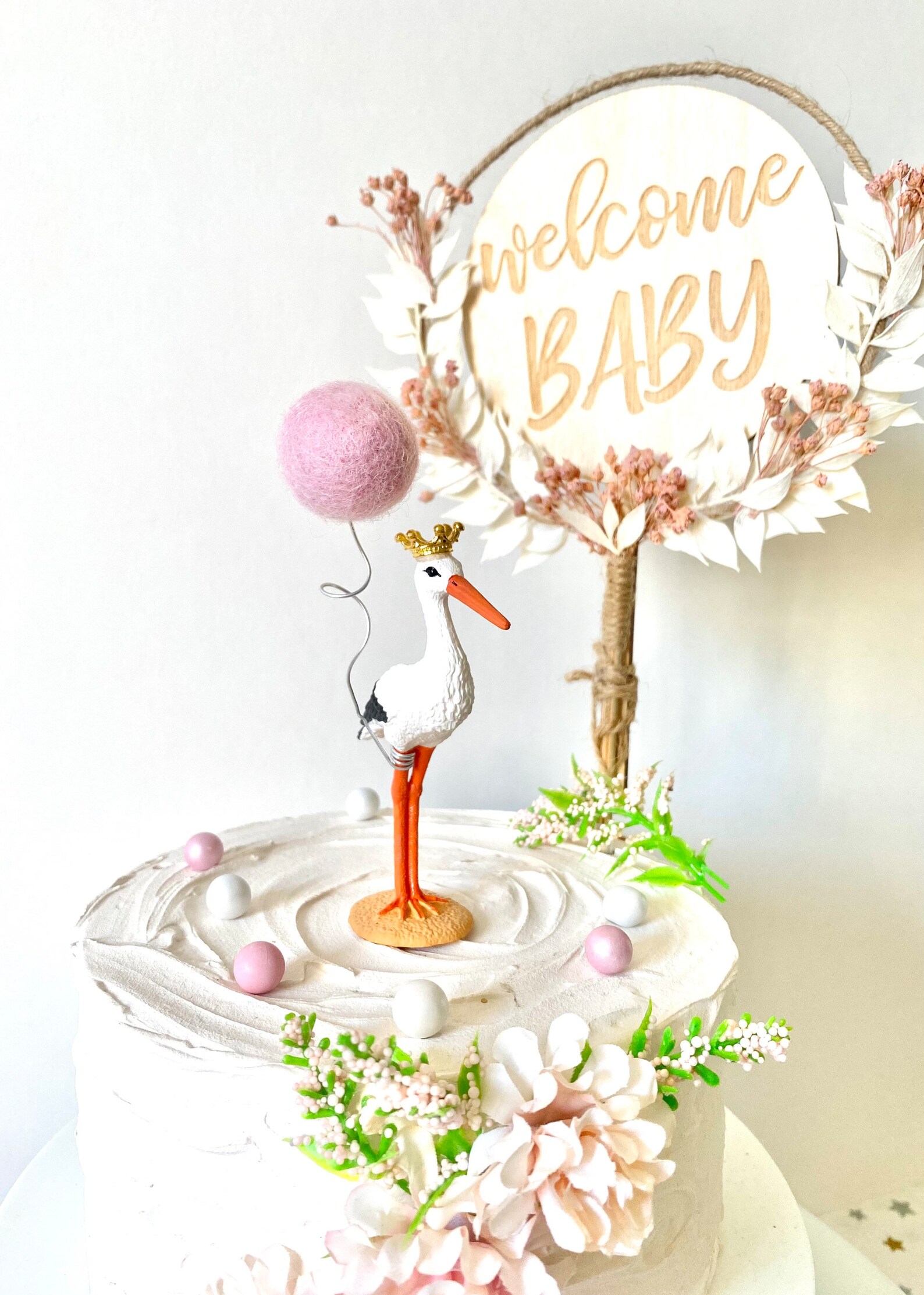 Stork Cake Topperbaby Shower Cake Topperstorkbaby Shower Etsy UK