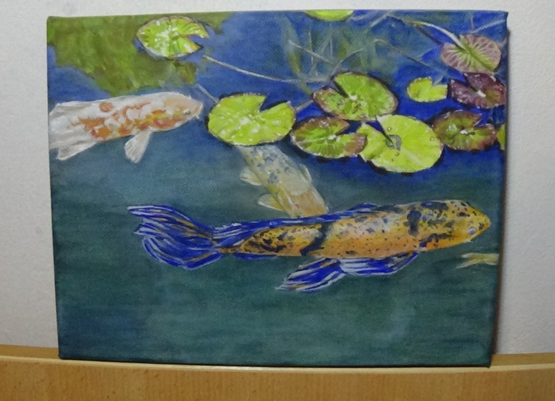 Koi Pond Lily Pond Acrylic Painting Original Art Animal Etsy Koi Pond Lily Pond Acrylic Painting Original Art Animal Etsy
