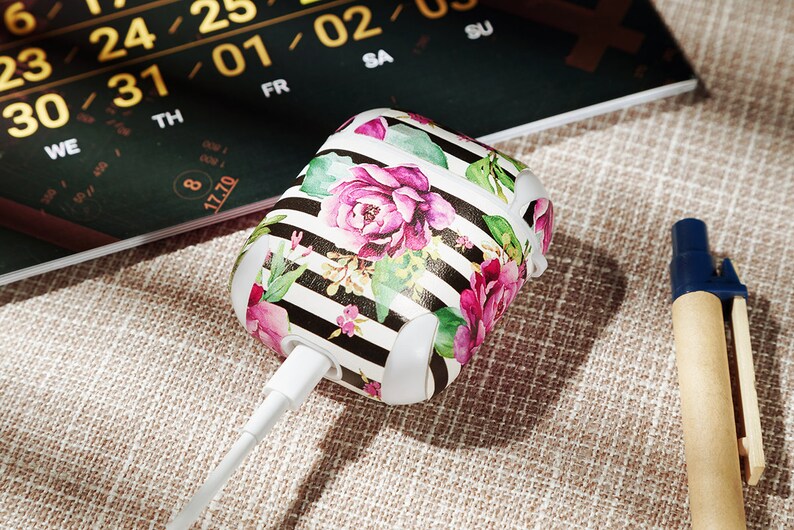 monogram AirPods Case AirPods Case with Keychain Case for AirPods Airpod Cover Airpods Pouch Airpods Holder Case Wireless Earphones Carrying