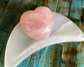 Rose Quartz Heart Stone, 1.5 in (40mm) Pink Crystal